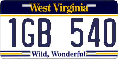 WV license plate 1GB540