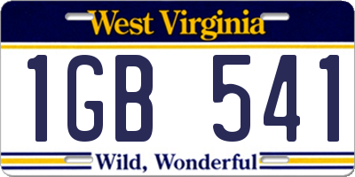 WV license plate 1GB541