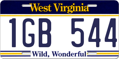 WV license plate 1GB544