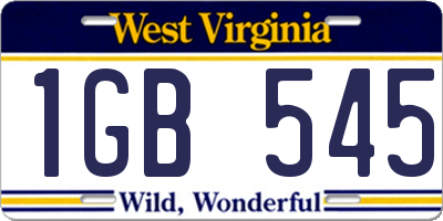 WV license plate 1GB545