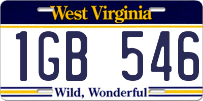 WV license plate 1GB546