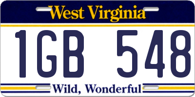 WV license plate 1GB548