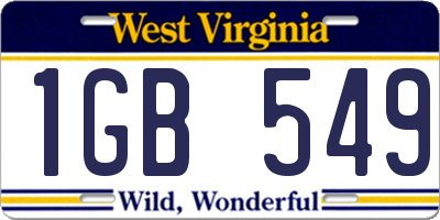 WV license plate 1GB549