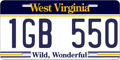 WV license plate 1GB550