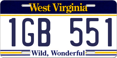 WV license plate 1GB551