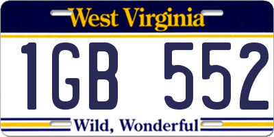 WV license plate 1GB552