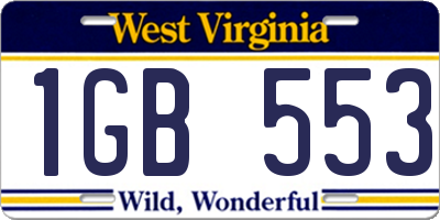 WV license plate 1GB553
