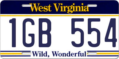 WV license plate 1GB554