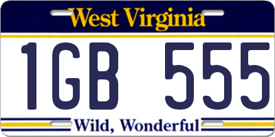 WV license plate 1GB555