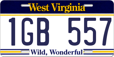 WV license plate 1GB557