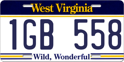 WV license plate 1GB558