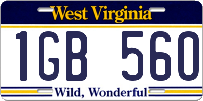 WV license plate 1GB560