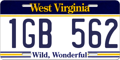 WV license plate 1GB562