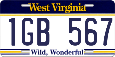 WV license plate 1GB567