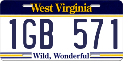 WV license plate 1GB571