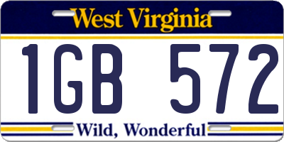 WV license plate 1GB572