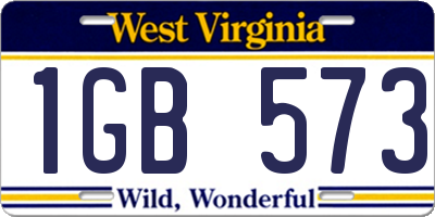 WV license plate 1GB573