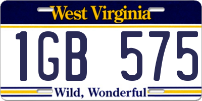 WV license plate 1GB575