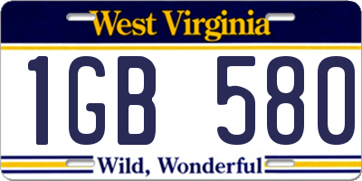 WV license plate 1GB580