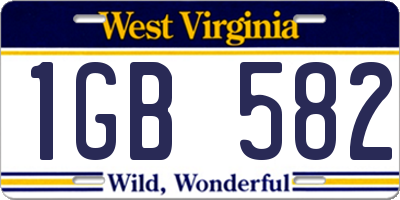 WV license plate 1GB582