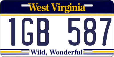 WV license plate 1GB587