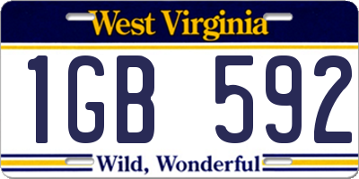 WV license plate 1GB592