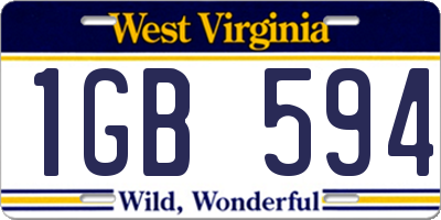 WV license plate 1GB594