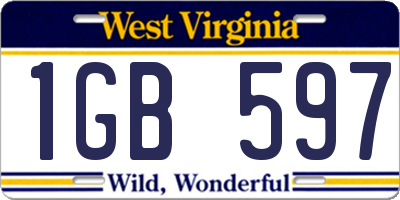 WV license plate 1GB597
