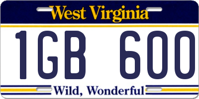 WV license plate 1GB600