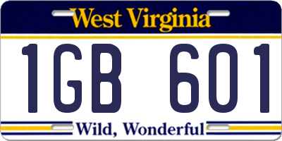 WV license plate 1GB601