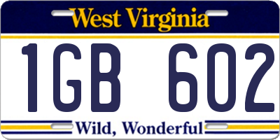 WV license plate 1GB602