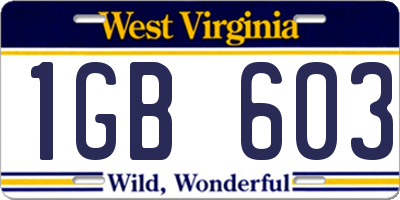 WV license plate 1GB603
