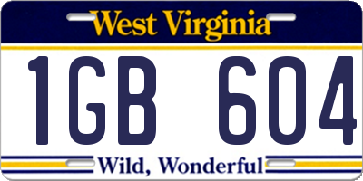 WV license plate 1GB604