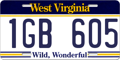 WV license plate 1GB605