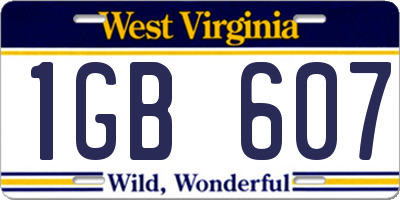 WV license plate 1GB607
