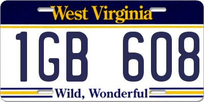 WV license plate 1GB608