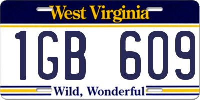 WV license plate 1GB609