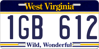 WV license plate 1GB612