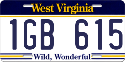 WV license plate 1GB615