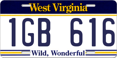 WV license plate 1GB616