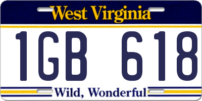 WV license plate 1GB618