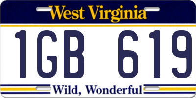 WV license plate 1GB619
