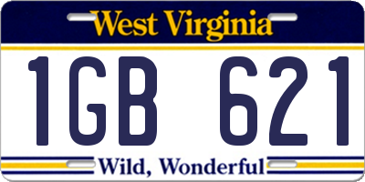 WV license plate 1GB621