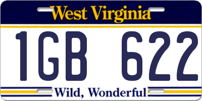 WV license plate 1GB622
