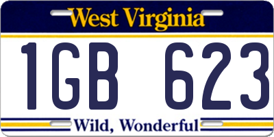 WV license plate 1GB623