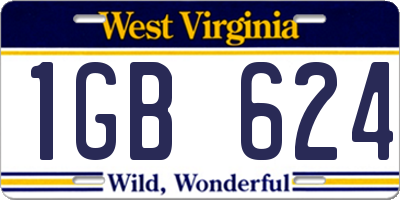 WV license plate 1GB624