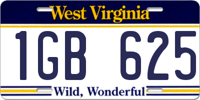 WV license plate 1GB625