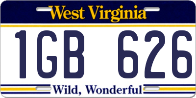 WV license plate 1GB626