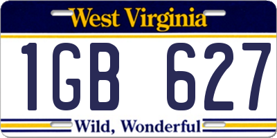 WV license plate 1GB627