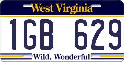 WV license plate 1GB629